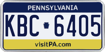 PA license plate KBC6405