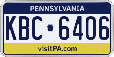 PA license plate KBC6406