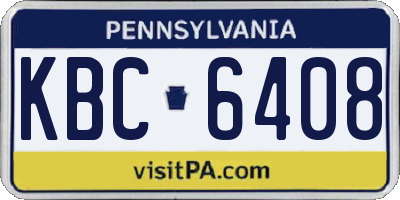 PA license plate KBC6408
