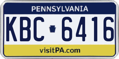 PA license plate KBC6416