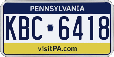 PA license plate KBC6418