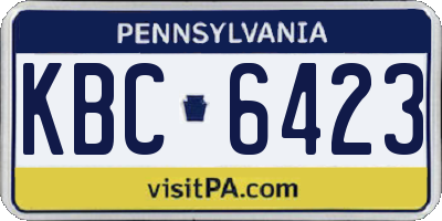 PA license plate KBC6423