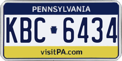 PA license plate KBC6434