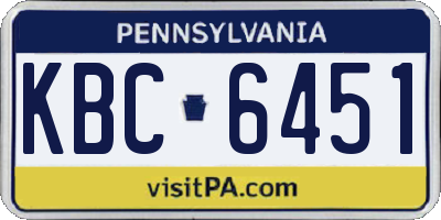 PA license plate KBC6451