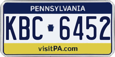 PA license plate KBC6452