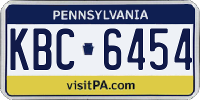 PA license plate KBC6454