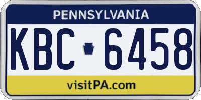 PA license plate KBC6458