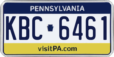 PA license plate KBC6461