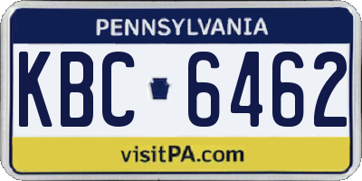 PA license plate KBC6462