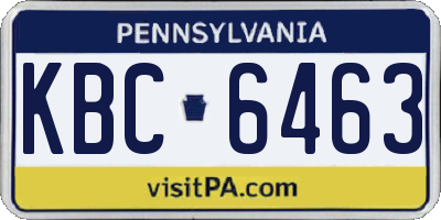 PA license plate KBC6463