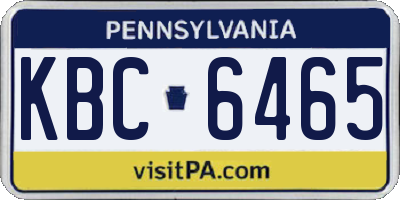 PA license plate KBC6465