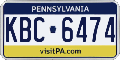 PA license plate KBC6474