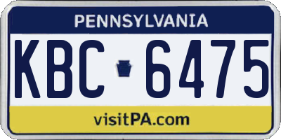 PA license plate KBC6475