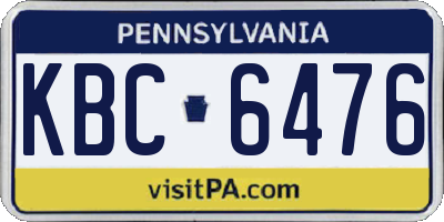 PA license plate KBC6476