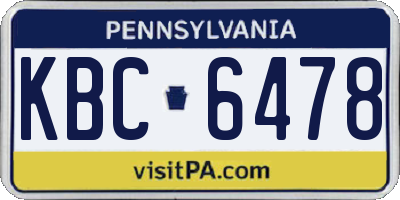 PA license plate KBC6478