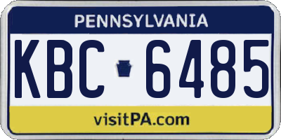 PA license plate KBC6485