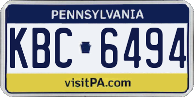 PA license plate KBC6494