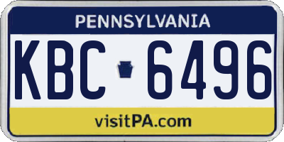 PA license plate KBC6496