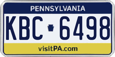PA license plate KBC6498