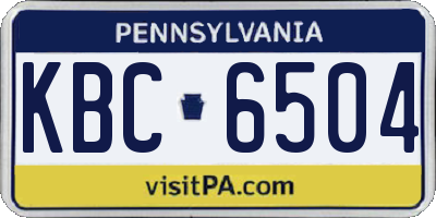 PA license plate KBC6504