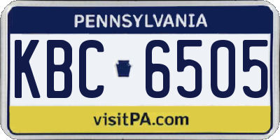 PA license plate KBC6505