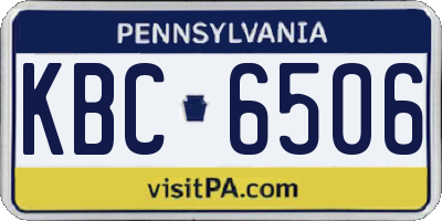 PA license plate KBC6506