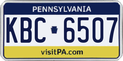 PA license plate KBC6507