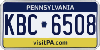 PA license plate KBC6508