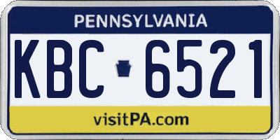 PA license plate KBC6521