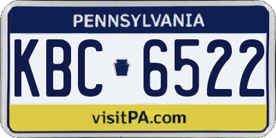 PA license plate KBC6522