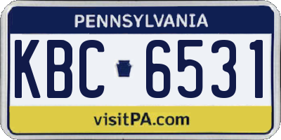 PA license plate KBC6531
