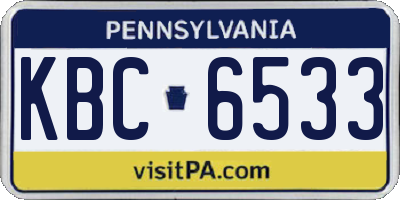 PA license plate KBC6533
