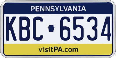 PA license plate KBC6534