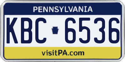 PA license plate KBC6536