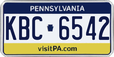 PA license plate KBC6542