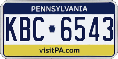 PA license plate KBC6543
