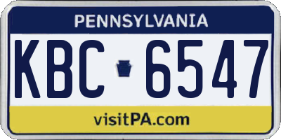 PA license plate KBC6547