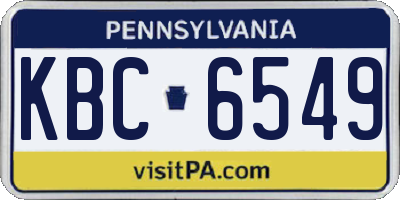 PA license plate KBC6549