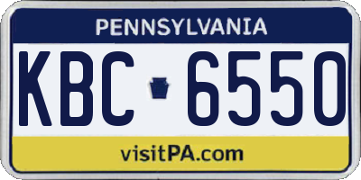 PA license plate KBC6550