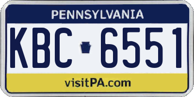 PA license plate KBC6551