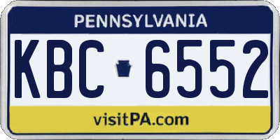 PA license plate KBC6552