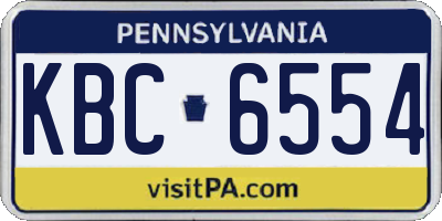 PA license plate KBC6554