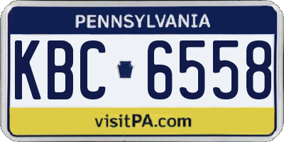 PA license plate KBC6558