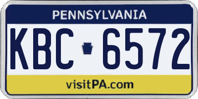 PA license plate KBC6572