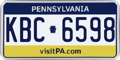PA license plate KBC6598