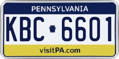 PA license plate KBC6601