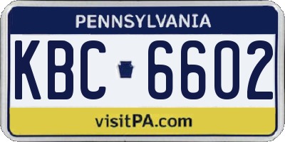 PA license plate KBC6602