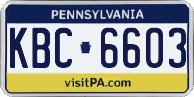 PA license plate KBC6603