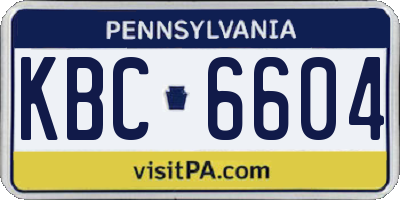 PA license plate KBC6604