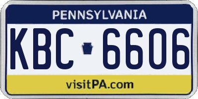 PA license plate KBC6606